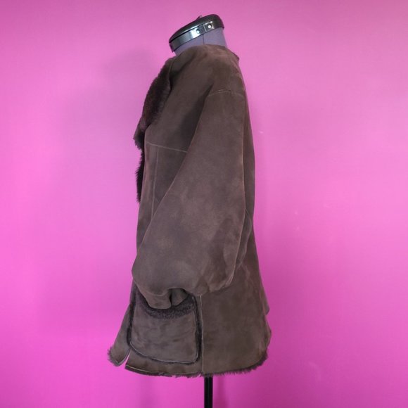 Chocolate Brown 100% Genuine Shearling/Suede Jacket - Picture 5 of 7